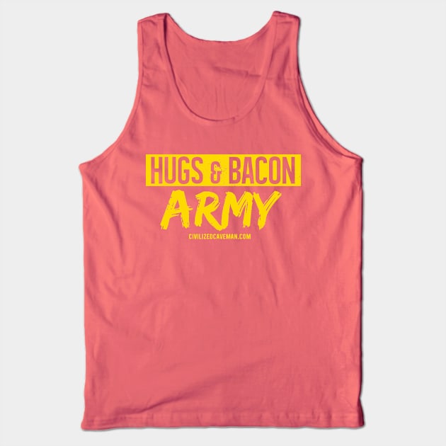 Hugs & Bacon Army - Slanted Tank Top by Caveman